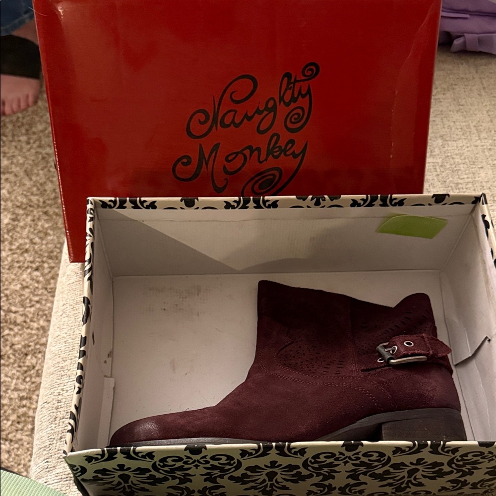 Naughty Monkey Women's Burgundy Ankle Boots